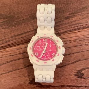 Swatch Watch, pink and white